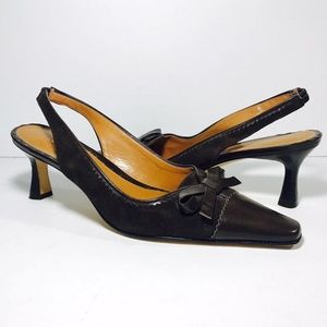 Antonio Melani Brown Leather Slingback Pumps
